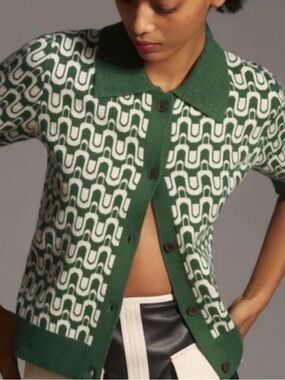 The Kingsley Collared Crop Cardigan Sweater by Maeve